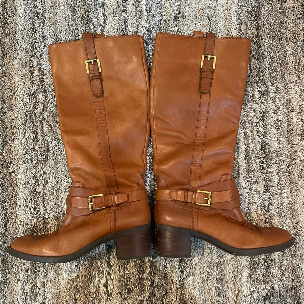 Ralph Lauren Tan Leather Heeled Boots